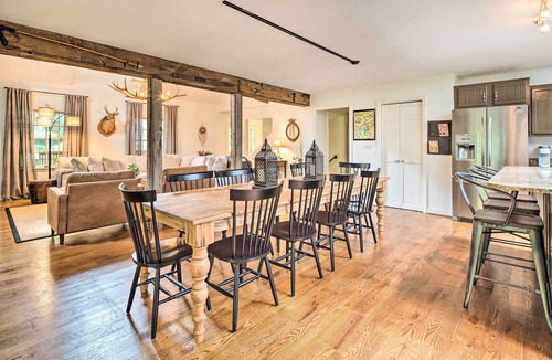 Chimney Rock House | Deck w/Fireplace: Pet-Friendly Lake Lure Retreat