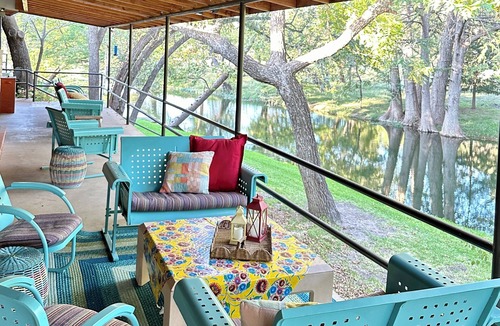 Kerrville House | It’s camp with all the frills! Private waterfront, Pool, Spa, Firepit, Sleeps 31