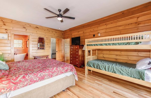 Dixie - Berryhill Cabin | Lakefront Log Cabin - Hot Tub, Pickleball Ct, Fire Pits, 2-Story Dock, Game Room