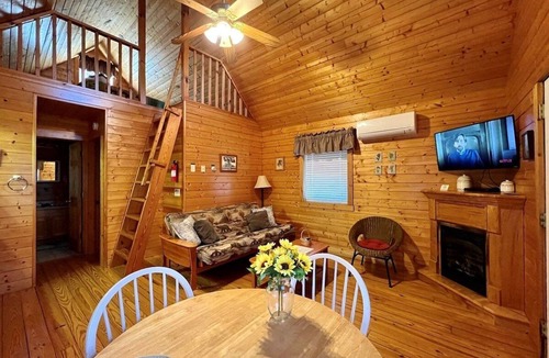 Laurel Springs Cabin | Meadow View- Firepit, Cozy Cabin, WIFI, Pond, Gas Fireplace, off Blue Ridge Parkway
