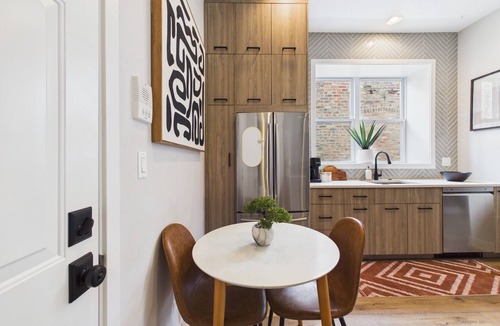 West Town Apartment | Modern Zen 2BR: Quiet Stay & Free Parking