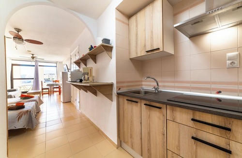 Roquetas de Mar Apartment | Studio Apartment 'Estudio En La Playa' with Mountain View, Shared Pool and Wi-Fi