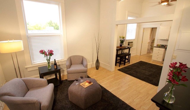 Five — King Bed, Historic Downtown Apartment in Nicely Appointed Building on Main Street