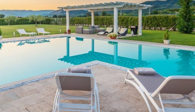 Modern and elegant villa with pool, wellness room