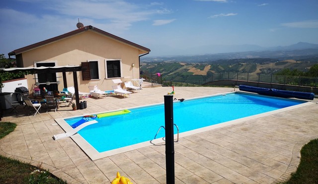 Modern villa with panoramic view and roomy garden with private pool