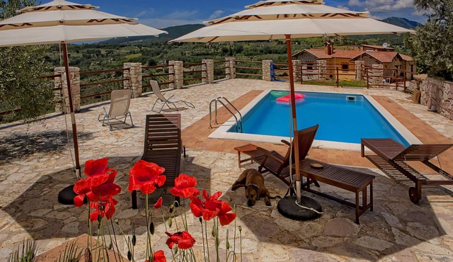 pool and breathtaking view on Roman countryside