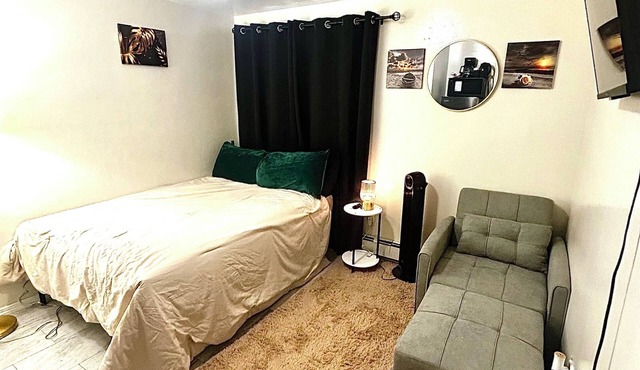 Sleeps up to 4. Exclusive private room with private bathroom. Private entry.