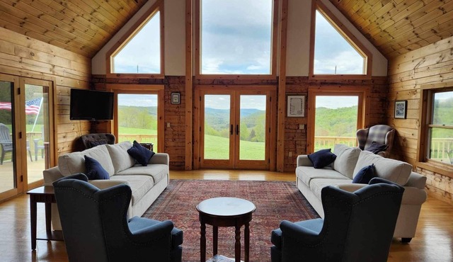 Spacious log home on a hill top with an amazing view