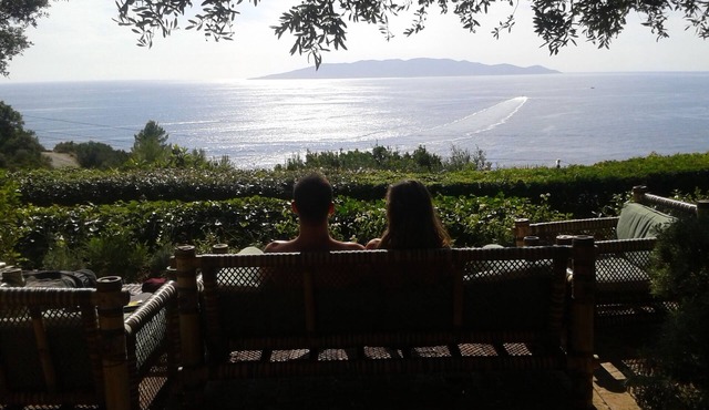 Villa with dream sea view, private land and pool, total quietness